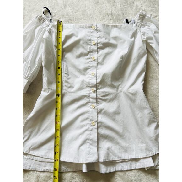 Lela Rose PEARL Women's Elbow-Sleeve Off-The-Shoulder Poplin Top White Sz 6 $295 - Picture 12 of 16